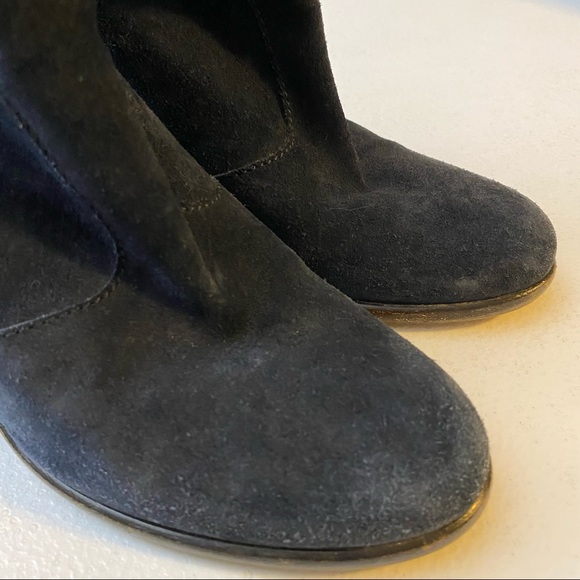 Lockharte Suede Leather Fold-Over Heeled Platform Booties Size 7 - Picture 10 of 11